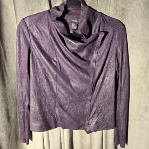 Forever 21 Black Faux Suede Drape Collar Jacket